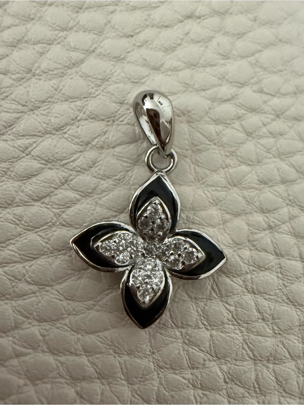 Sterling Silver Black Flower Pendant